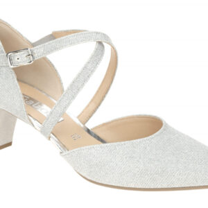 Gabor 01.363.61 Riemchen Pumps Silber Echtleder Fu?bett Trichterabsatz