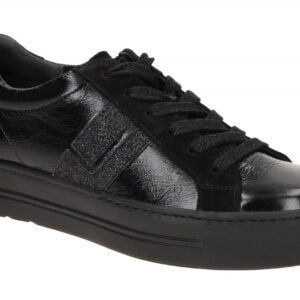 Paul Green Damen Halbschuhe Sneaker 5430-09 Schwarz Echtleder Glossy Calf Pla...