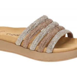 Gabor 83.752.82 Damen Pantoletten gold kombi - Bequeme Schuhe mit Gummisohle