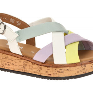 Gabor 82.743 Damen Sandalette Mehrfarbig - lime/latte/lila/mint, Echtleder, K...