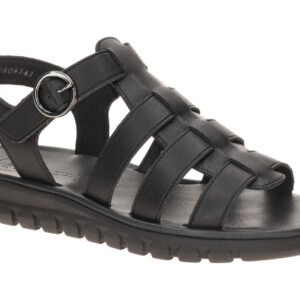 Paul Green Damen Sandale 6204-009 schwarz | Echtleder - flexibel, flach, Klet...