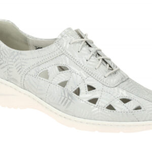 Waldl?ufer 607009 KYA Damenschuhe bequeme Halbschuhe Grau-Weiss Keilabsatz PU...