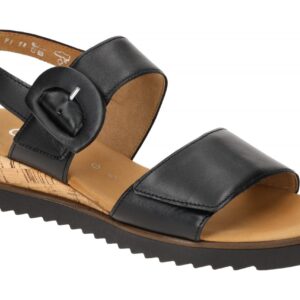 Gabor 82.752.57 GENUA Damen Sandalette Schwarz - Kork Keilabsatz 2,5cm