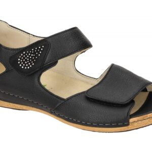 Waldl?ufer 342H80 Damen Sandale Schwarz OrthoTritt Keilabsatz - Bequeme Weite H