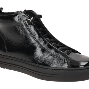 Paul Green Damen Mid-Sneaker 5283-06 Schwarz Lackleder Sneaker mit Gummizug