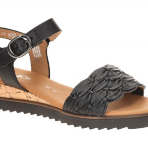 Gabor 82.758 Damen Sandalette Riemchen Sandalen Schwarz Kork Keilabsatz
