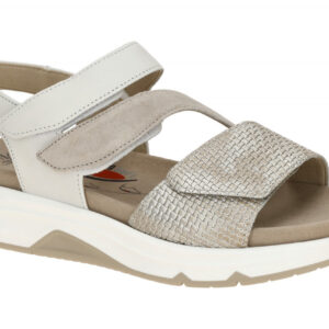 Gabor 86.882.61 ROLLINGSOFT Damen Sandale Beige Keilabsatz Klettverschluss