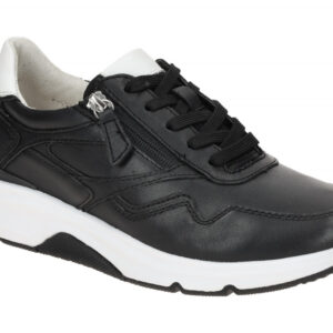 Gabor 66.896.67 Rollingsoft Damen Sneaker Schwarz/Wei? Echtleder Comfort Fu?bett