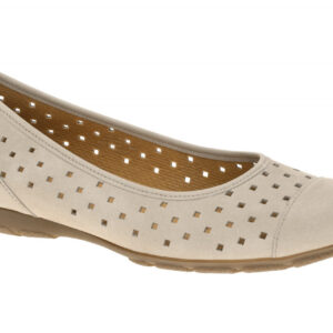 Gabor 84.169.12 Beige Leinen Ballerinas Damen Slipper Gummisohle Hovercraft
