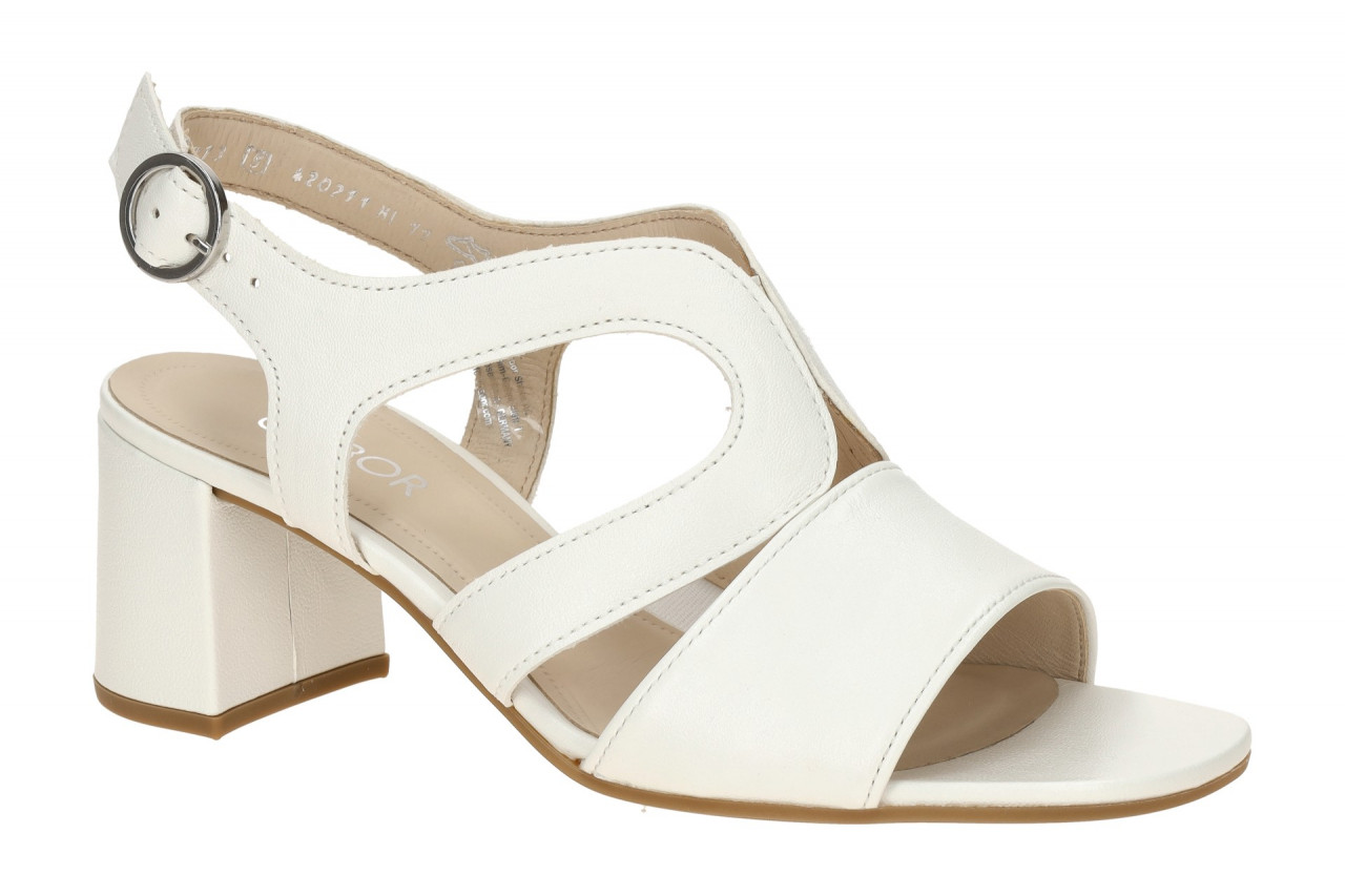 Gabor Damen Sandalette 81.713.20 Wei? - latte hoher Absatz Echtleder Fu?bett 1 Gabor Damen Sandalette 81.713.20 Wei? - latte hoher Absatz Echtleder Fu?bett