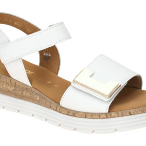 Gabor Damen Sandalette 82.700.50 Wei? Gold Keilabsatz Echtleder