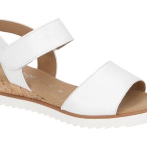 Gabor 82.750 Damen Sandalette Wei? Echtleder Keilabsatz Klettverschluss