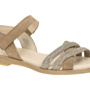Gabor 85.501 Damen Sandalette beige sand Riemchen Klettverschluss Blockabsatz