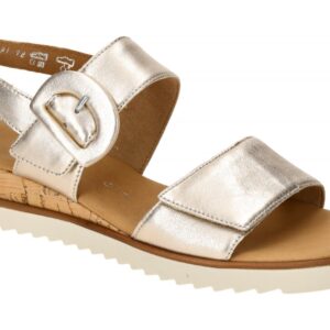 Gabor 62.752.83 Damen Sandalette Beige Puder Keilabsatz Klettverschluss