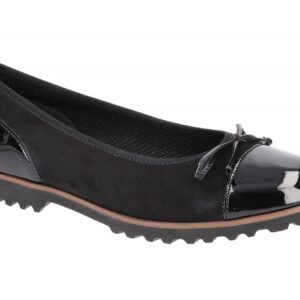 Gabor 04.100 Damen Ballerinas Schwarz/Cognac Echtleder Velour Slipper