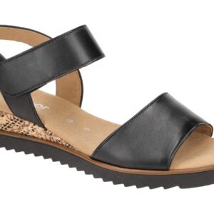 Gabor 82.750.57 Damen Sandalette schwarz (Kork TS) Keilabsatz 2,5cm
