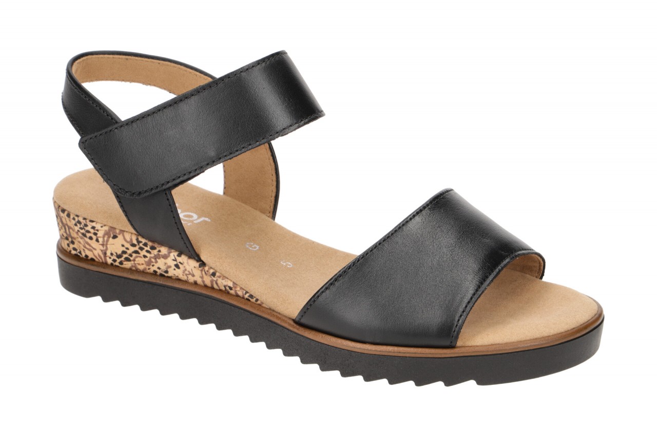 Gabor 82.750.57 Damen Sandalette schwarz (Kork TS) Keilabsatz 2,5cm 1 Gabor 82.750.57 Damen Sandalette schwarz (Kork TS) Keilabsatz 2,5cm