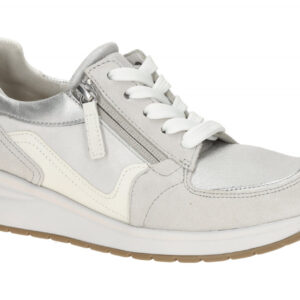 Gabor Damen Sneaker 86.307.60 bianco/white/silber, Echtleder, Gummisohle