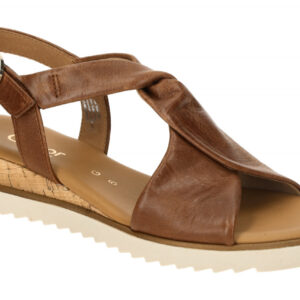 Gabor 82.751 Damen Sandalette Braun Camel Wedge Keilabsatz Echtleder Comfort