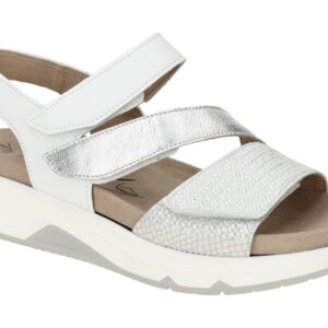 Gabor 86.882.51 ROLLINGSOFT Damen Sandale Silber/Wei? - Klettverschluss
