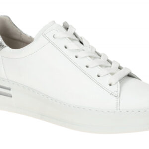 Gabor 86.395.51 Damen Sneaker Wei? Silber-Grau Nappa Crack Metallic PU Plateau