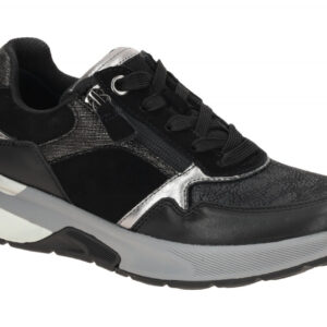 Gabor 76.847.67 ROLLINGSOFT Damen Sneaker schwarz Kombi bequem mit Keilabsatz