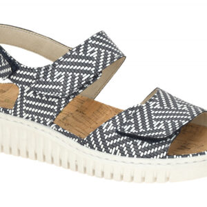 Waldl?ufer 955001 Damen Sandale wei? marine Klettverschluss Keilabsatz H-WILLOW