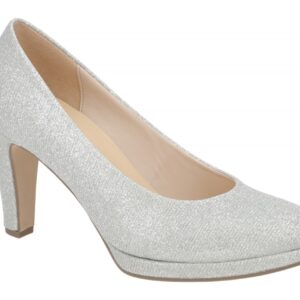 Gabor 01.270 Silber Damenschuhe Pumps Metallic Echtleder Blockabsatz