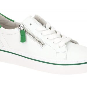 Gabor 43.264-29 Damen Sneaker Wei? Gr?n Best Fitting Echtleder Gummi - Schn?r...