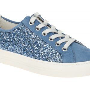 Paul Green Damen Sneaker 5242-05x in Blau Denim mit Glitzer - Echtleder Velou...