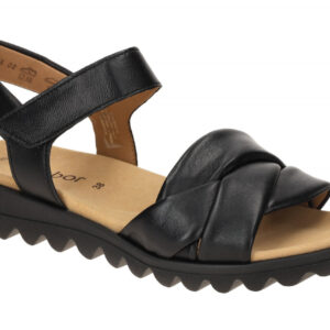 Gabor 84.812.27 Damen Sandalette Schwarz Glattleder Keilabsatz Klettverschluss