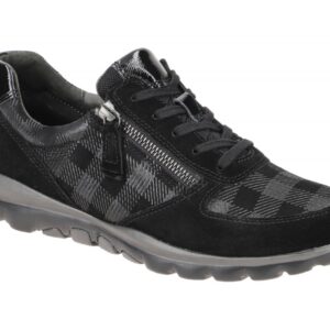 Gabor 96.968.27 ROLLINGSOFT Damen-Sneaker schwarz + dunkelgrau - Echtleder & ...