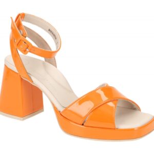 Paul Green Damen Sandalette 6027-00x Orange Papaya Lack-Synthetik mit Blockab...