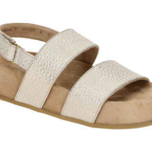 Paul Green Damen Sandale 6159-00 Grau Palegold PlateauPSandale mit Echtleder ...