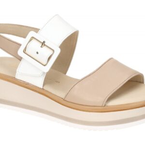 Gabor Damen Sandalette 82.744.58 beige wei? Keilabsatz Echtleder Textil-Futter