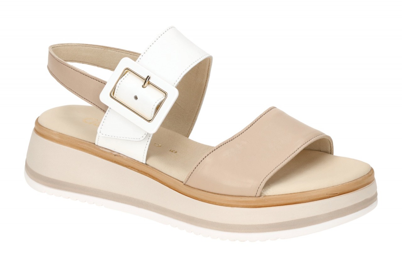 Gabor Damen Sandalette 82.744.58 beige wei? Keilabsatz Echtleder Textil-Futter 1 Gabor Damen Sandalette 82.744.58 beige wei? Keilabsatz Echtleder Textil-Futter