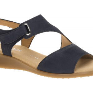 Gabor 82.803.36 Damen Sandalette blau Nubuck Keilabsatz 2cm Klettverschluss