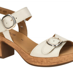 Gabor 84.764.20 Damen Sandale Wei? - latte mit Klettverschluss und Plateau