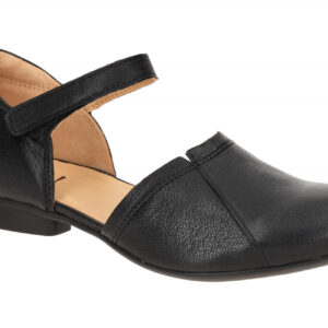 Think 1157 Damen Ballerina Mary Jane Schwarz Echtleder Gummisohle Klettversch...