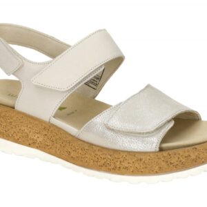 Waldl?ufer 990001 Damen Sandaletten Beige Perl Komfort Fu?bett Keilabsatz