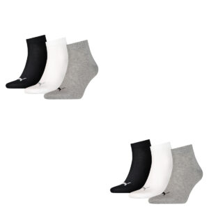6 Paar Puma Unisex Quarter Socken Sneaker Gr. 35 - 49 für Damen Herren Füßlinge