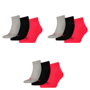9 Paar Puma Unisex Quarter Socken Sneaker Gr. 35 - 49 für Damen Herren Füßlinge