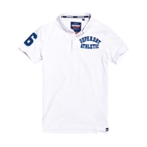 Superdry Herren Classic Superstate Pique Polo Short Sleeve Shirt M11008ET weiss