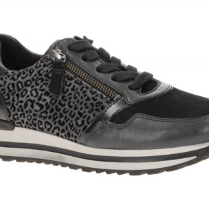 Gabor 6021.01.001 Damen Plateau Sneakers dunkelblau Leo-Muster - bequeme Halb...