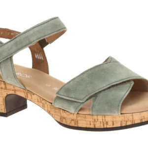 Gabor 82.072 Damen Plateau Sandalette Riemchen gr?n pine Velourleder