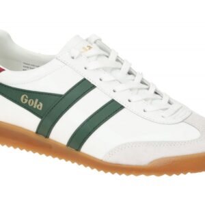 Gola CMB622WN Torpedo Leather Herren Sneaker Wei?/Gr?n/Rot - Flache Schn?rschuhe