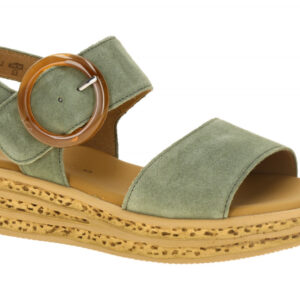 Gabor 84.550 - Damen Sandalette gr?n pine Keilabsatz Klettverschluss
