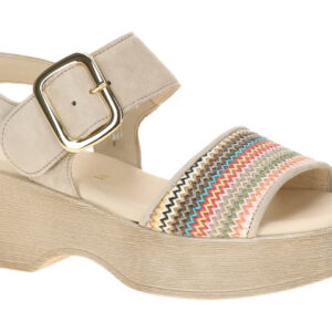 Gabor 84.526.40 Damen Sandalette Grau Multicolor Plateau Klettverschluss