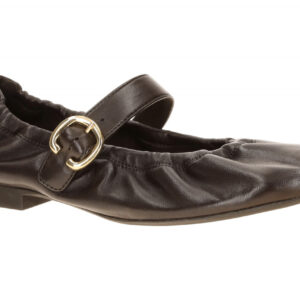 Paul Green Damen Ballerina Mary Jane 1253-001 Braun Mocca Glattleder Gold Sch...
