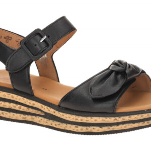 Gabor 84.553 Damen Sandalette in Schwarz - schwarz, Keilabsatz, Klettverschluss